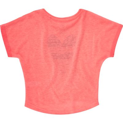 Mini girls coral heart print t-shirt